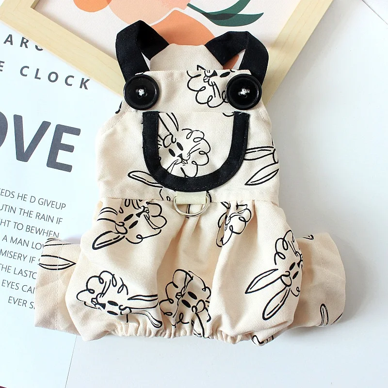 Pet Dog Dress Summer Dog Jumpsuit Animal Print Dog Skirt Puppy Vest Ins Style Suspenders Dog Clothes Chihuahua Girls Dog Outfit