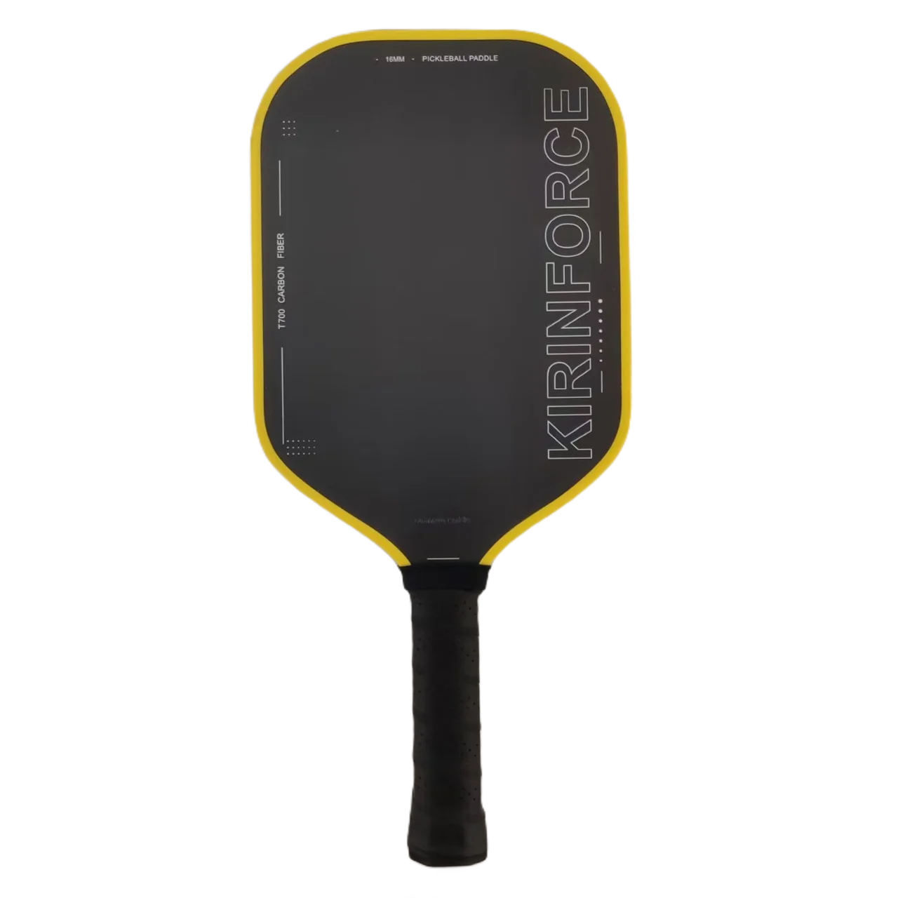 KIRINFORCE Thermoformed Pickleball Paddle T700 Carbon Fiber 16mm Yellow Edge Gritted Surface Precision Performance Sweet Spot