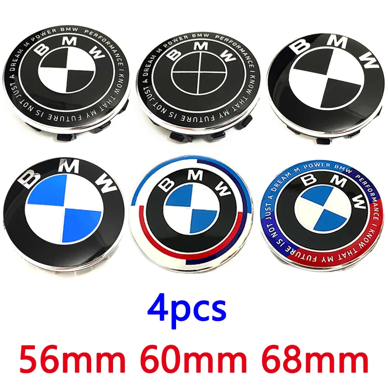 4pcs 56mm 60mm 68mm 10pin For Car Wheel Center Caps Rim Cover BMW E46 E39 E38 E90 E60 X1 X3 X5 X6 M2 M3 M4 M5 Badge Logo Emblem