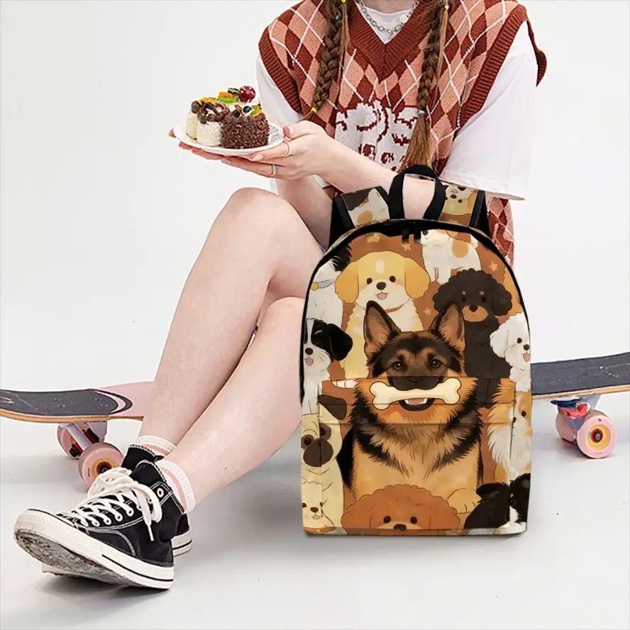 

1pc Cute Cartoon Dog Collection Print Backpack, Fashionable and Simple, Unisex, Large Capacity, High-Quality Gift