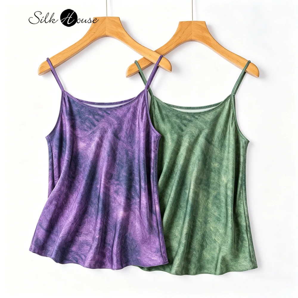 2026 Women's Casual Summer Clothing 21MM 100% Natural Mulberry Silk Satin 45° Diagonal Cut Adjustable Shoulder Strap Suspender