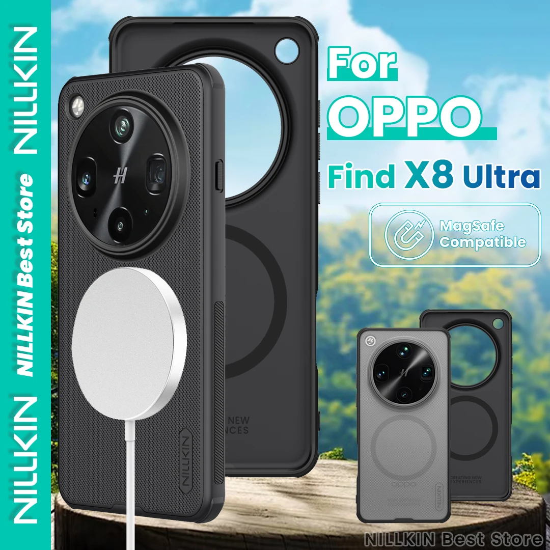 

Чехол для телефона Nillkin для Oppo Find X8 Ultra, магнитный чехол с частицами Magsafe, текстурированные углы, подушка безопасности, противоударный чехол