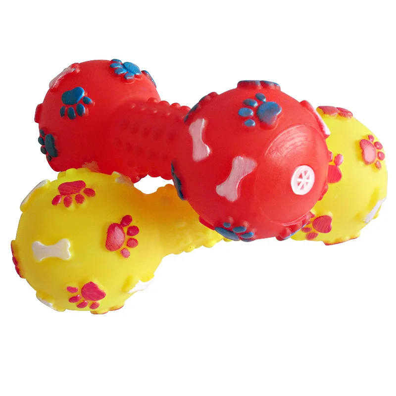 1pcs Pet Dog Cat Puppy Sound Polka Dot Squeaky Toy Rubber Dumbbell Chewing Funny Toy