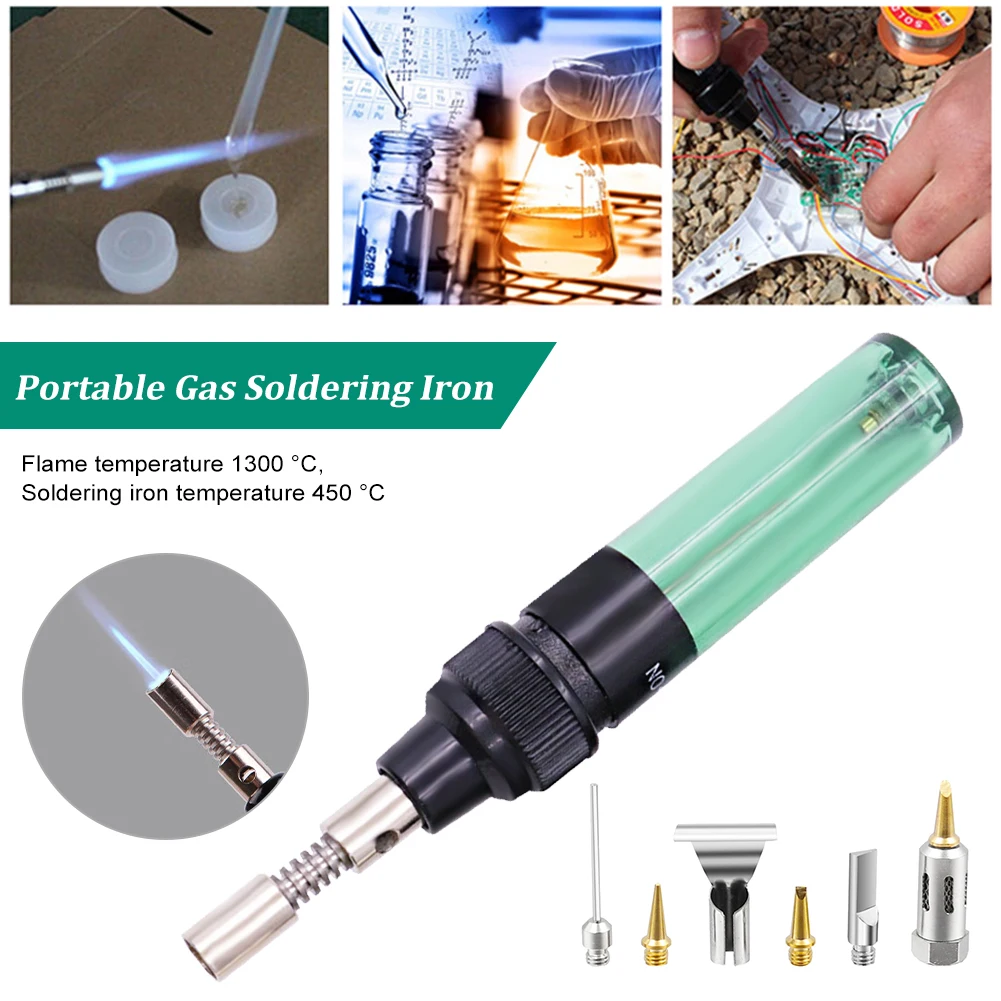 Portable Gas Soldering Iron Cordless Butane Gas Welding Gun Welding Pen 1300℃ Adjustable Burner Mini Butane Welder Tip Tools