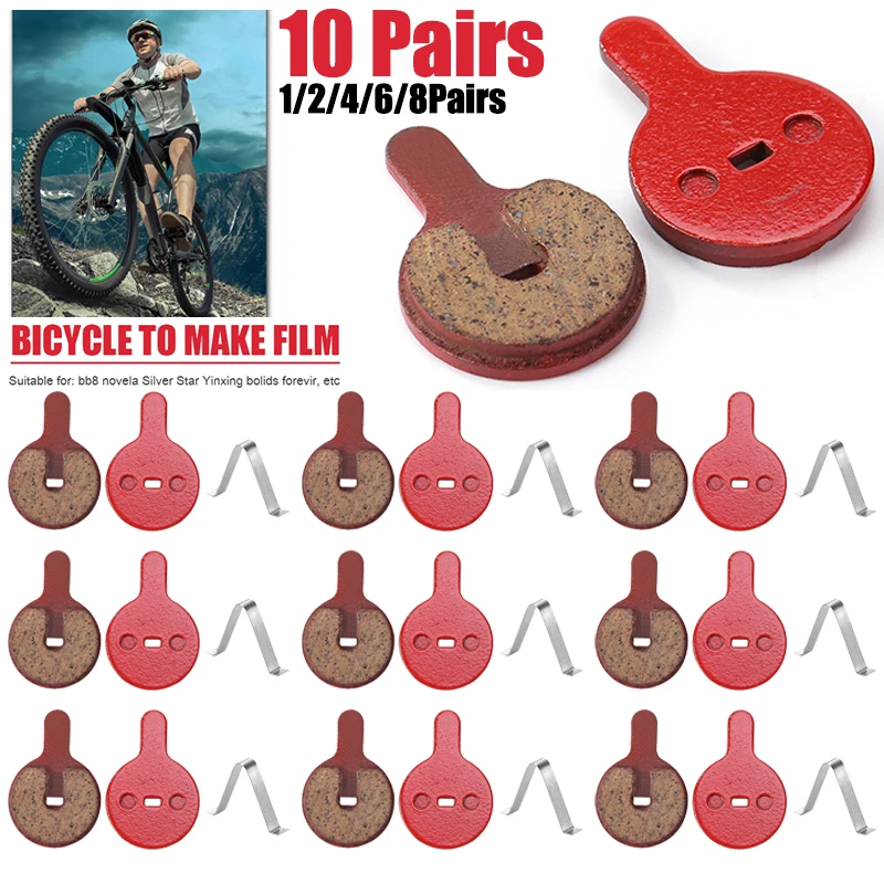 1/3/5/6/8/10 Pairs Bike Brake Pad Organic Resin MTB Mountain Cycling Bike Bicycle Disc Brake Pads Electric Scooter Replacement