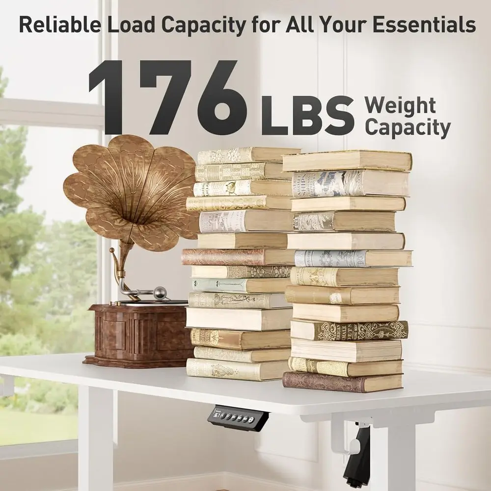 24 Scrivania elettrica ad altezza regolabile, piano diviso bianco, scrivania Sit-Stand per uso domestico e computer