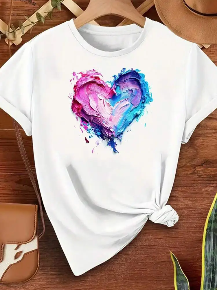 Koszulki damskie w stylu kwiatowym z lat 90., urocze, popularne, z okrągłym dekoltem, codzienne, z nadrukiem, z krótkim rękawem, modne, graficzne.