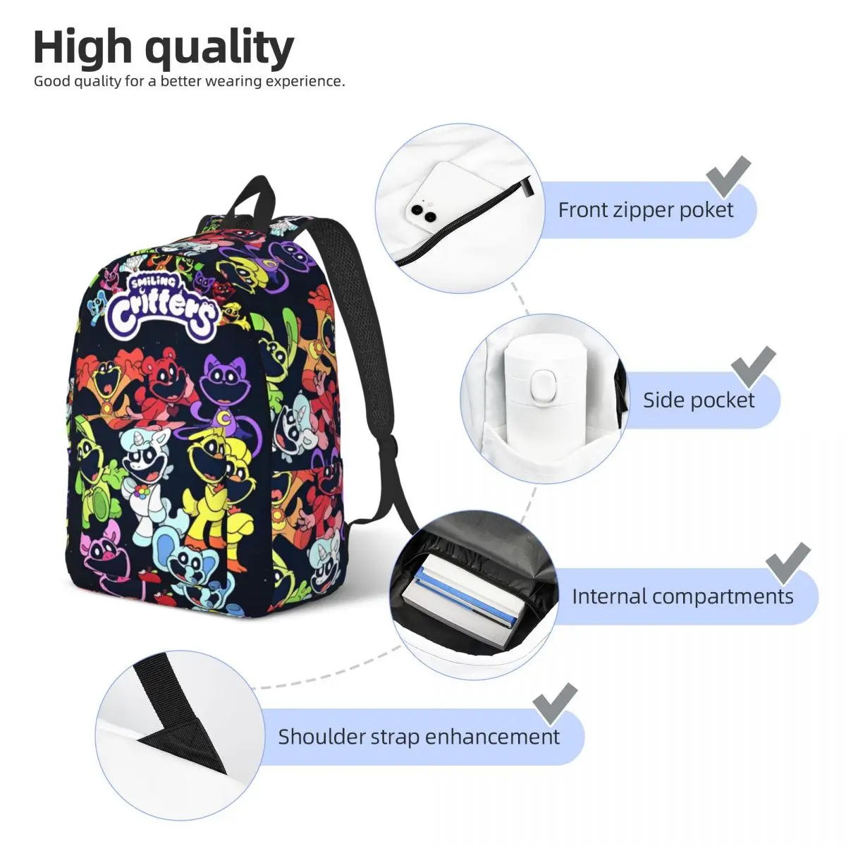 Mochila dos desenhos animados para adolescente, Catnap Smiling Cakes Backpack, Bookbag engraçado dos desenhos animados, Bagpack do estudante