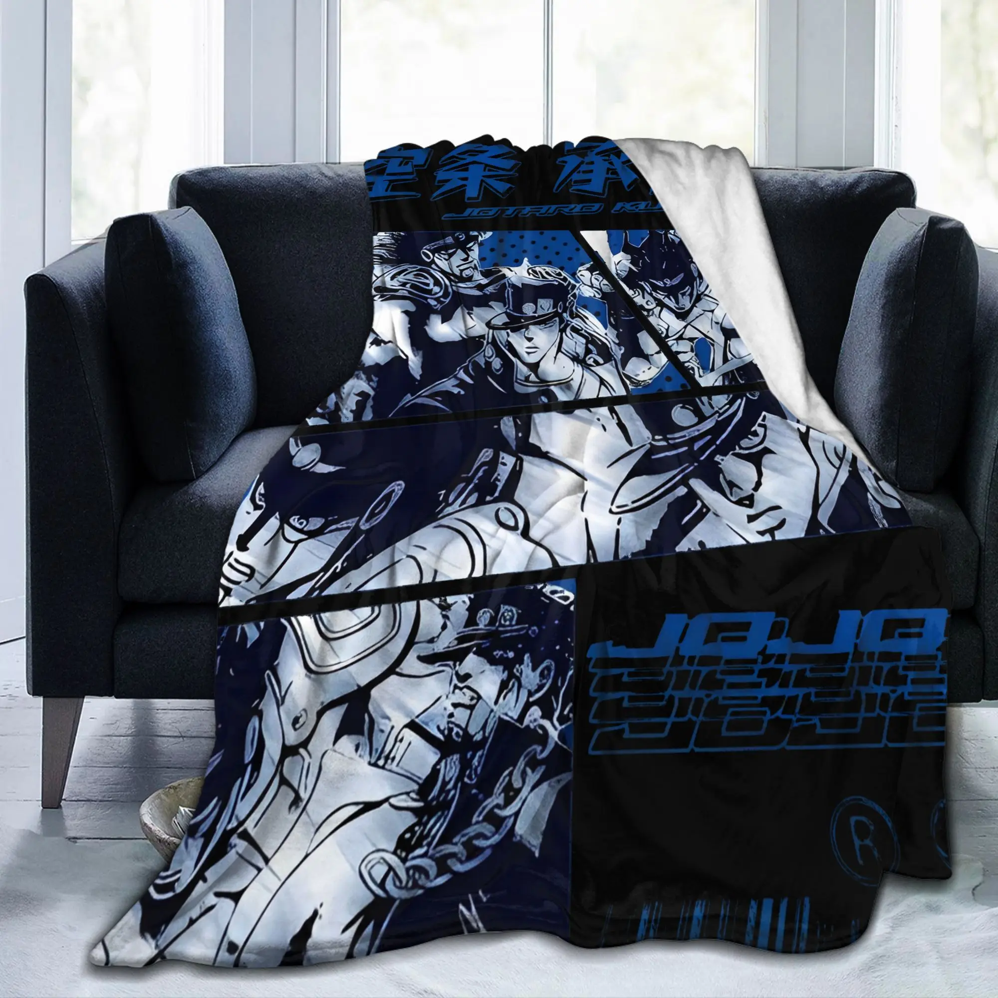 JoJo's Bizarre Adventure Jotaro Kujo Blankets JJBA Anime Fuzzy Funny Warm Throw Blankets for Coverlet Spring Autumn Couch