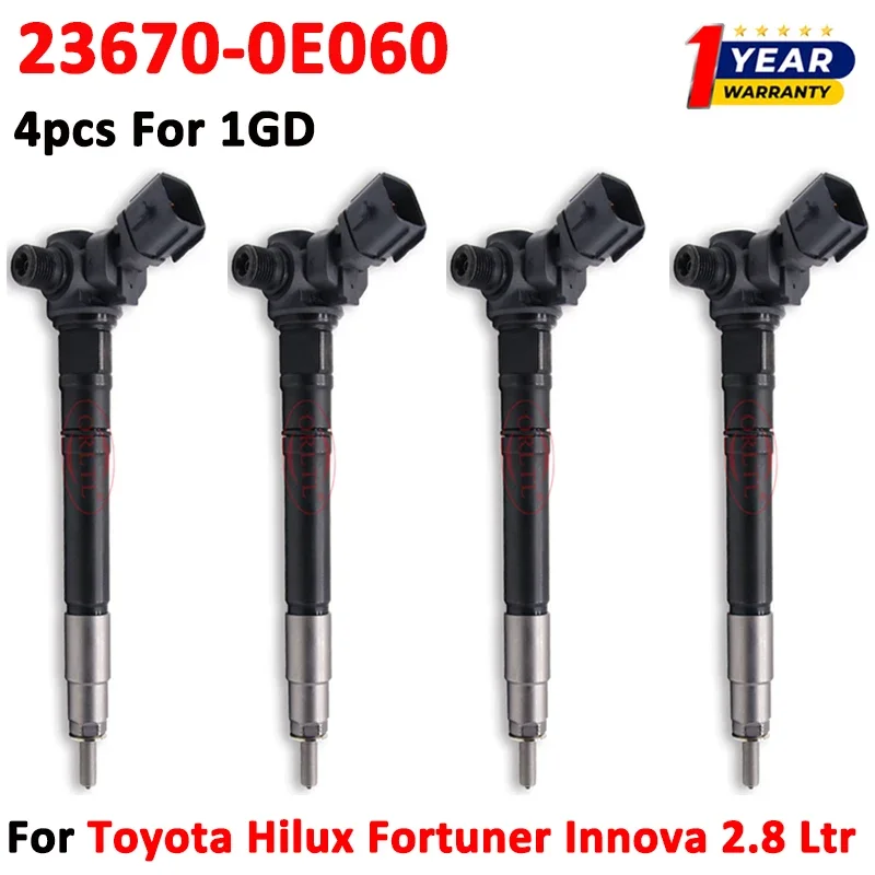 

4pcs 23670-0E060 Diesel Fuel Piezo Injector Nozzle 236700E060 For Toyota 1GD Hilux Fortuner Innova 2.8 Ltr