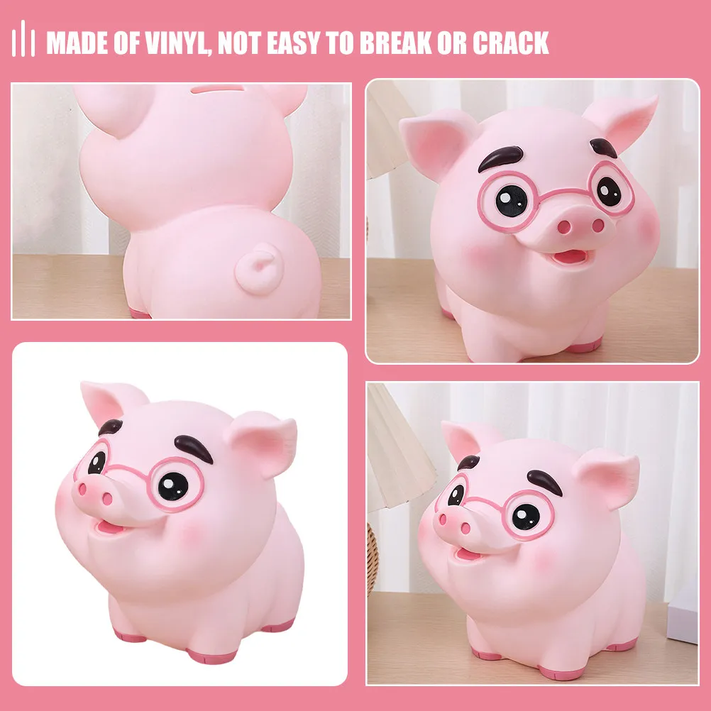 Pig Molding Vinyl Piggy Bank Decorative Saving Pot for Bedroom Living Room Compact Coin Bank Pig Shaped Money Pot