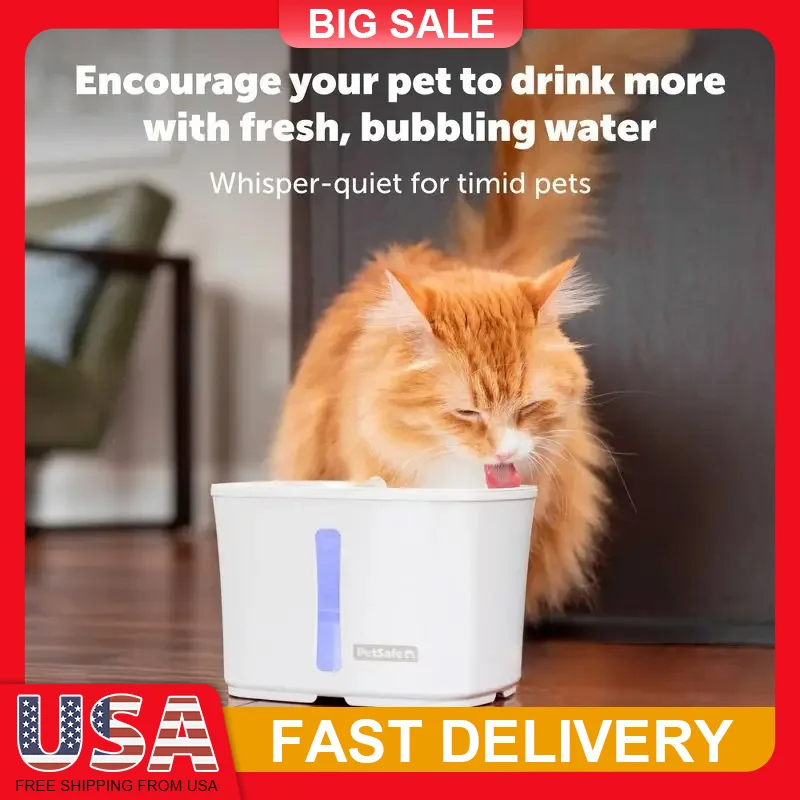 

64oz Automatic Pet Water Fountain for Cats Dogs BPA Free Plastic Quiet Pump Dual Filter Low Water Indicator Hydration