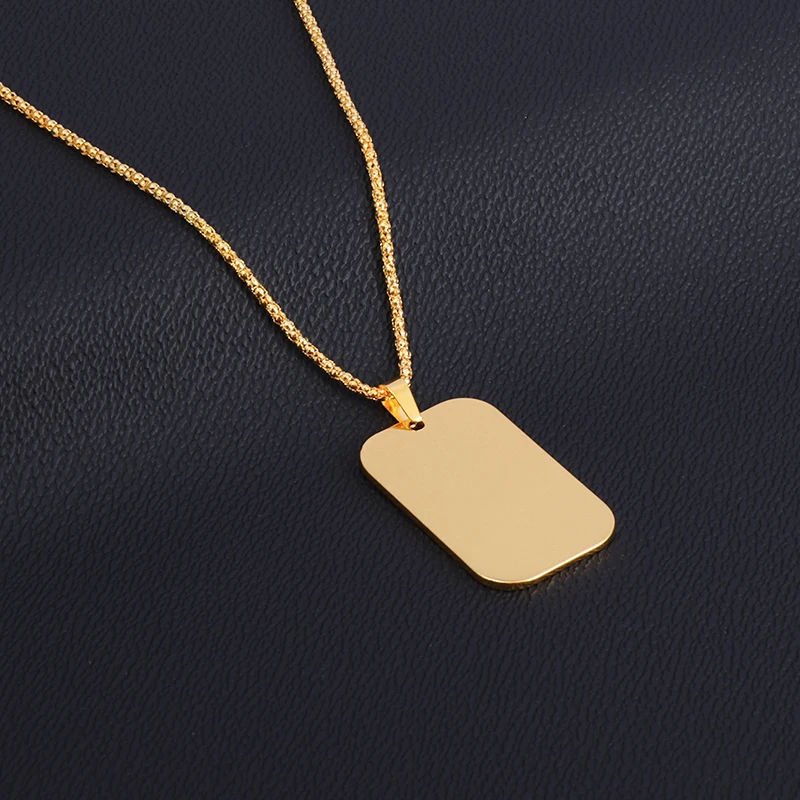 Hot Sale Pendant Smooth Plate Tag Men Retro Necklace Jewelry
