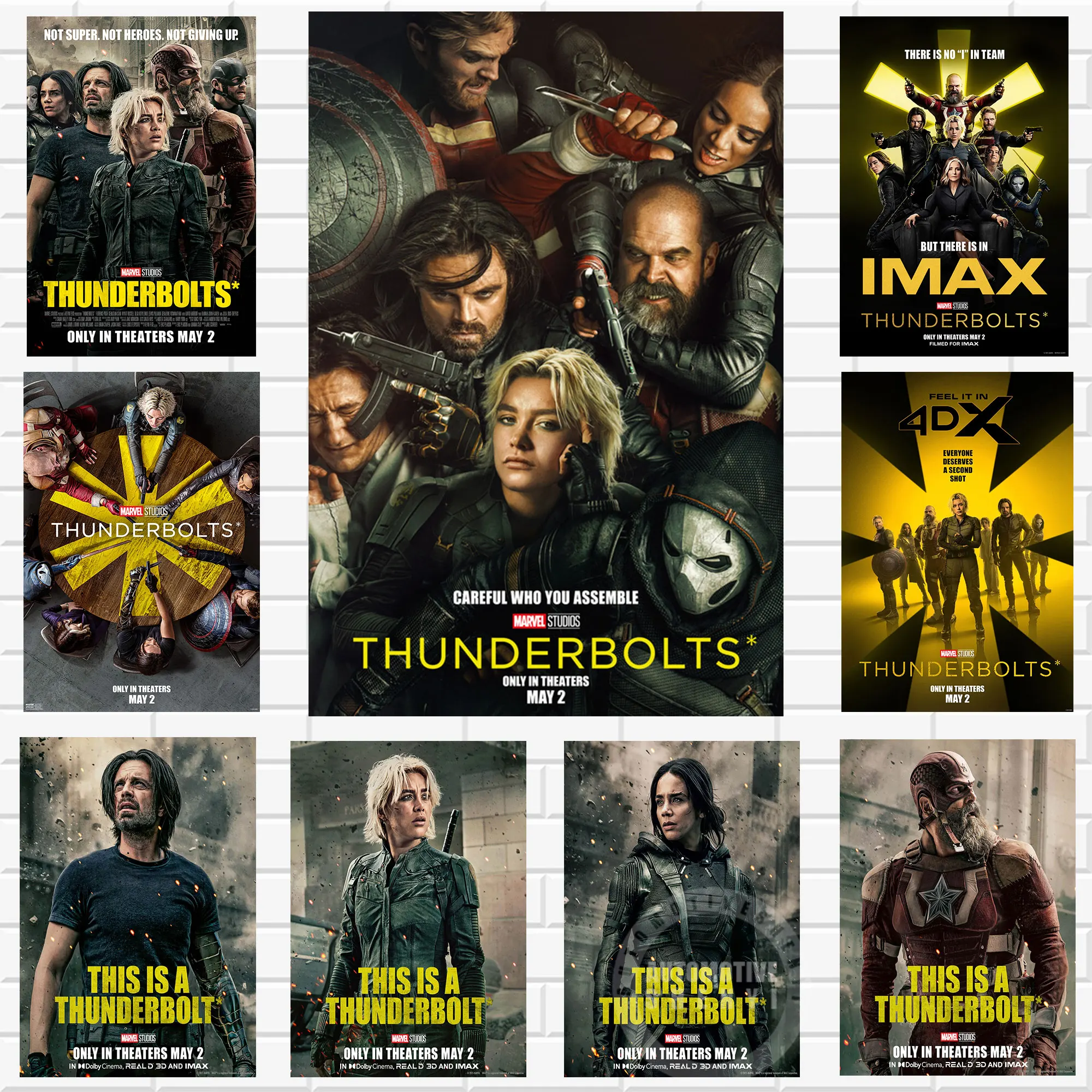 Thunderbolts الفيلم المشارك ديزني مارفل خارقة 2025 فيلم جديد قماش اللوحة فيلم الفن يطبع الأولاد ديكور غرفة نوم