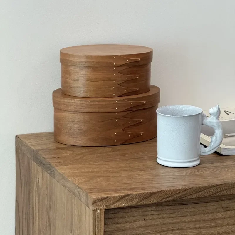 Vintage Oval Cork Jewelry Box Wooden Shake Container for Earrings Rings Storage Elegant Souvenir Gift Packaging Case Decor