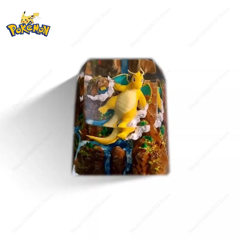 pokemon-anime-keycaps-pikachu-dragonite-customized-resin-transparent-stereoscopic-keycaps-for-mechanical-keyboard-accessories