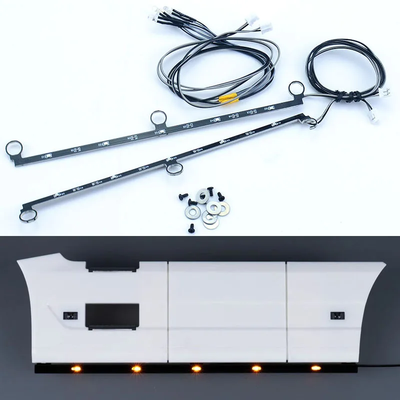 1 Pair LED Side Skirt Lights for 1/14 Tamiya RC Truck Tipper VOLVO FH16XL 750 4X2 56375 Car DIY Toy