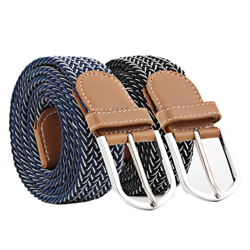 Women's Canvas Belt Men's Elastic Hunting Belt Casual Elastic Woven Needle Casual Knitted Pin Buckle Braided Stretch Jeans Belts
