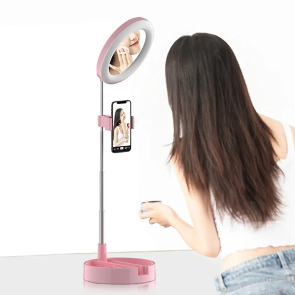 Adjustable Height Makeup Mirror Fill Light Bracket Stable Base Portable Fill Light Phone Stand Universal Folding