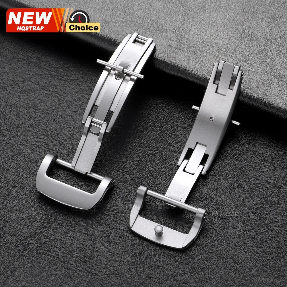 جديد جودة عالية الفولاذ المقاوم للصدأ للطي زر 18 مللي متر 20 مللي متر مزدوج الصحافة فراشة مشبك ل ريتشارد حزام ساعة اليد المشبك الفضة #6