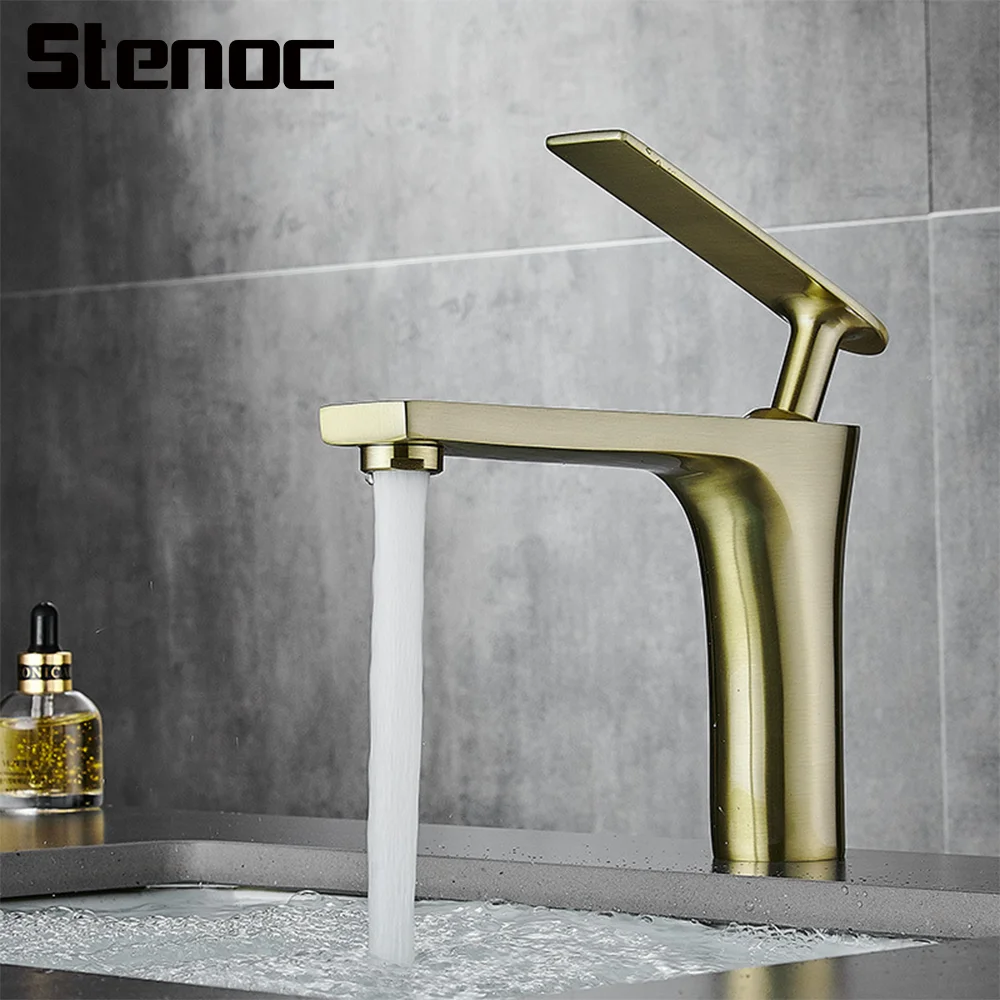 

Brush Gold/Chrome One Hole Basin Faucet Bathroom Single Handle Hot And Cold Sink Mixer Tap Faucet Solid Brass Basin Deck Mounted