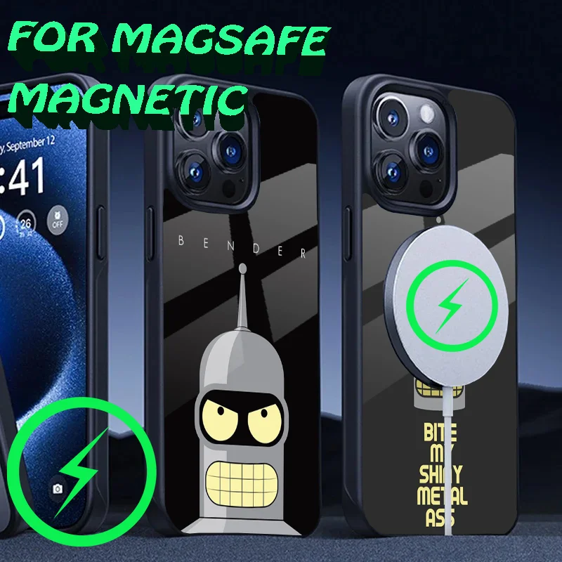 F-Futurama Anime B-Bender Phone Case For iPhone 16,15,14,13,12,11,Plus,Pro,Max Mini Magsafe Magnetic Wireless Charging