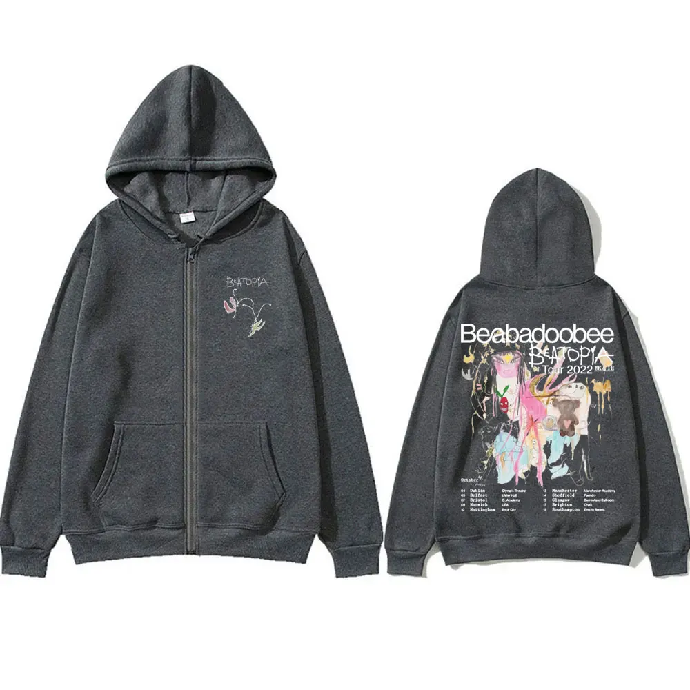 Beabadoobee Beatopia Tour Zipper Hoodie für Männer und Frauen, Modischer Trend, Reißverschlussjacke, Lässiger Fleece-Oversized-Zip-Up-Sweatshirt für Herren – Detail 3