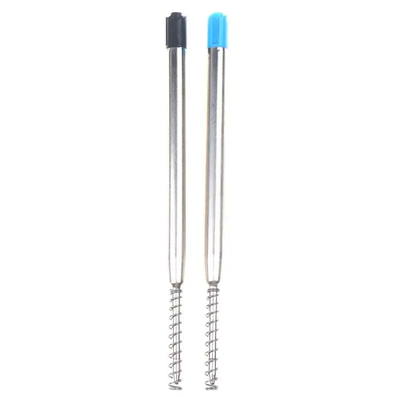 10pcs G2 Ballpoint Pen Refills, 1mm Medium Point With Spring Universal, Metal Steel Pipe, Black/Blue Replacement Refills