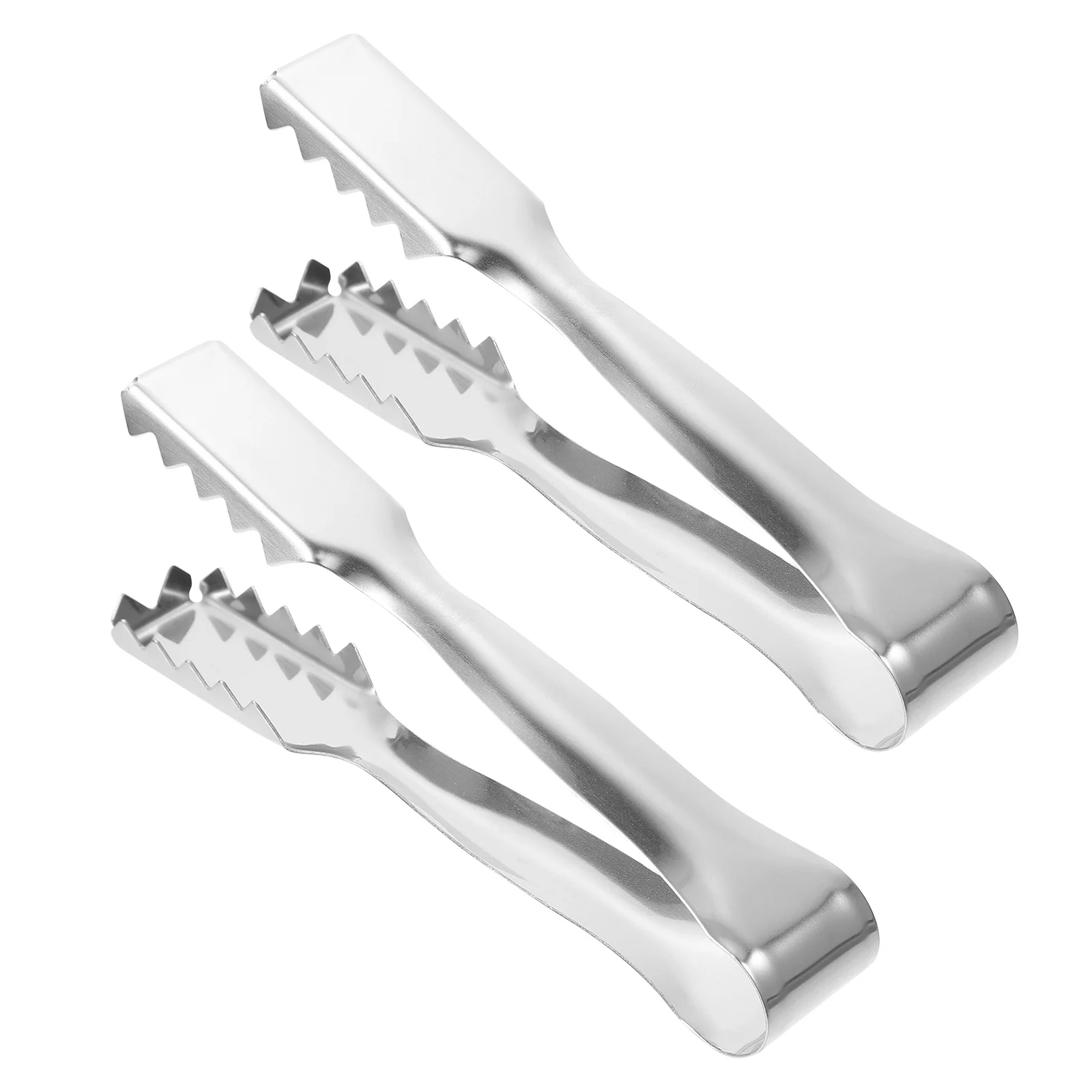 

2Pcs Stainless Steel Ice Cube Tongs Serrated Ice Ball Clamps Portable Food Clips Household Fruit Sugar Cube Clamps Rust