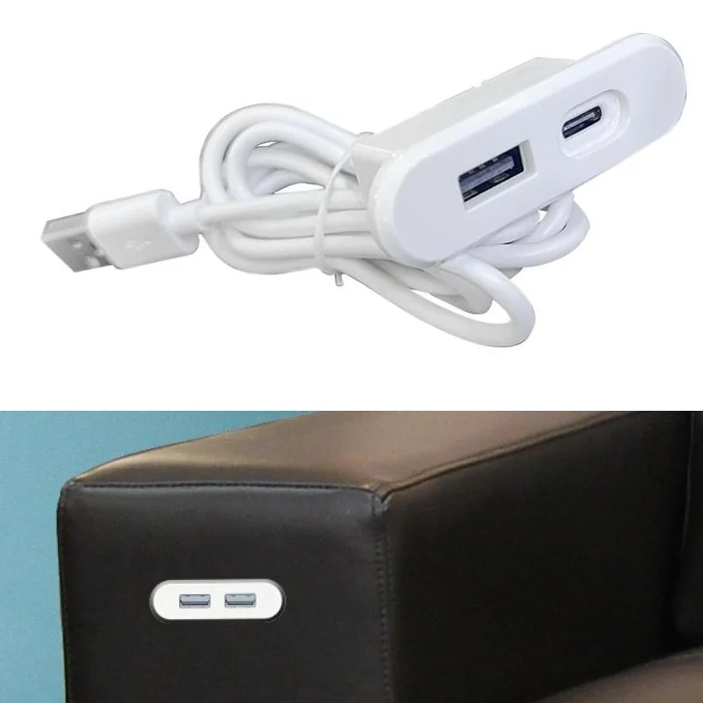 Embedded Table USB Power Socket USB TYPE-C Charger Mini Desktop Charge Adapter 1.2M Cord 10W Desktop Power Strip Office