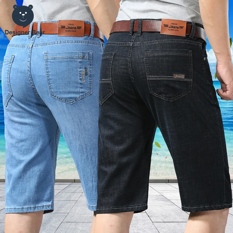 Pantalones Cortos de Mezclilla Finos de Verano para Hombre, Estilo Bermuda Rectos para Trabajo, Casuales, Tipo Jorts, Jeans 3/4 para Hombre, Tallas Grandes 40