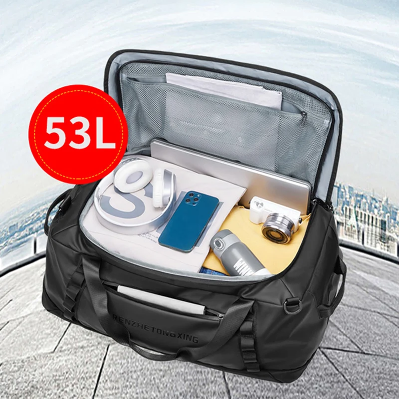 Foldable Portable Travel Backpack Large Capacity Gym Bag Waterproof Luggage Handbag Duffle Bag Men Camping Shoulder Bags xa16wd