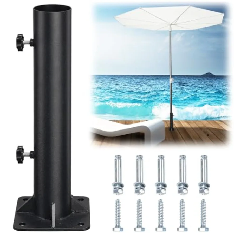 

Patio Umbrella Base Heavy Duty Deck Umbrella Mount Outdoor Umbrella Flag Pole Holder Stand Base for 1"-1.8" Pole Umbrella Base