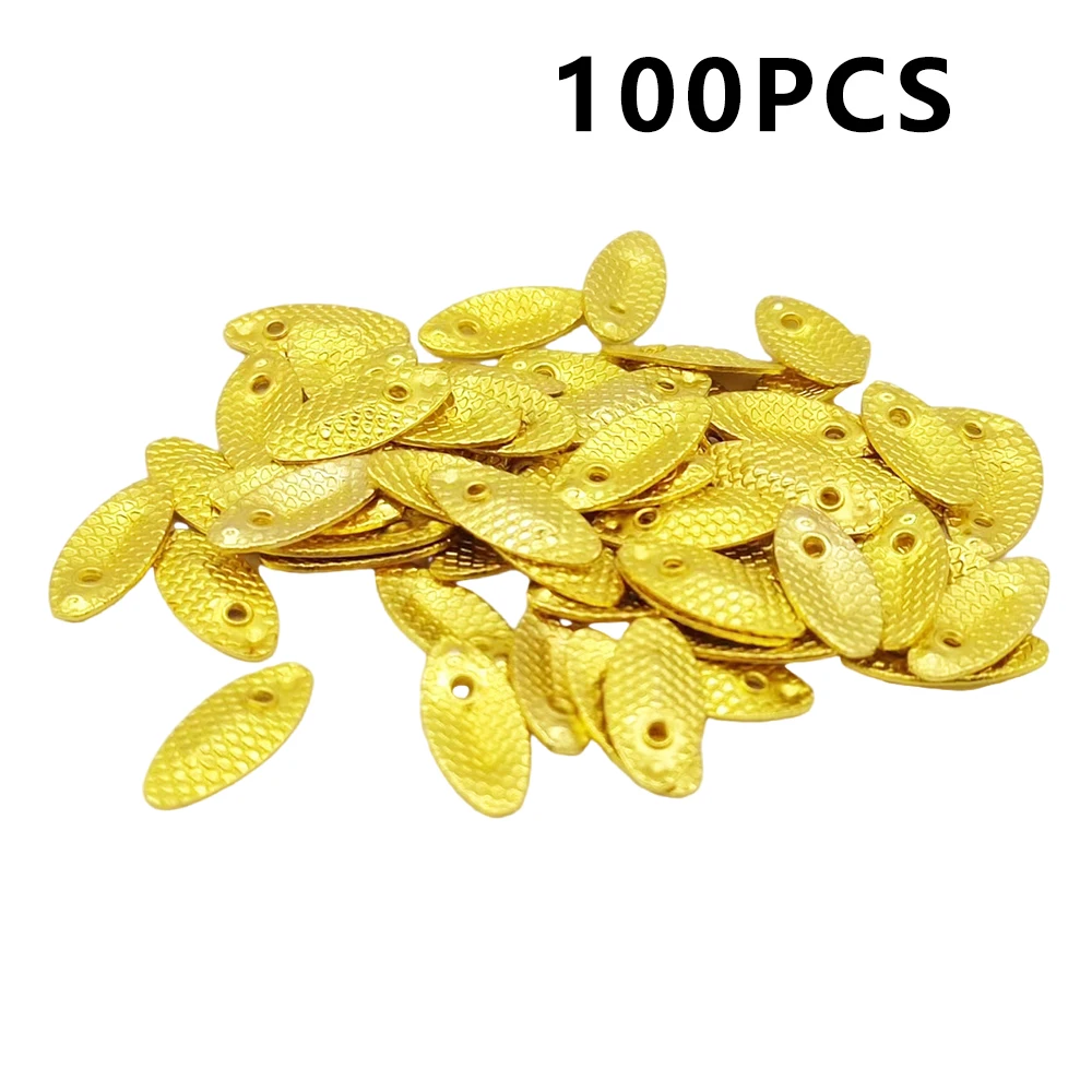 DIY 금속 낚시 루어 워블러 스피너 베이트 스푼, 인공 베이스 하드 스팽글 페일렛, 금속 스틸 후크 루어, 100 개