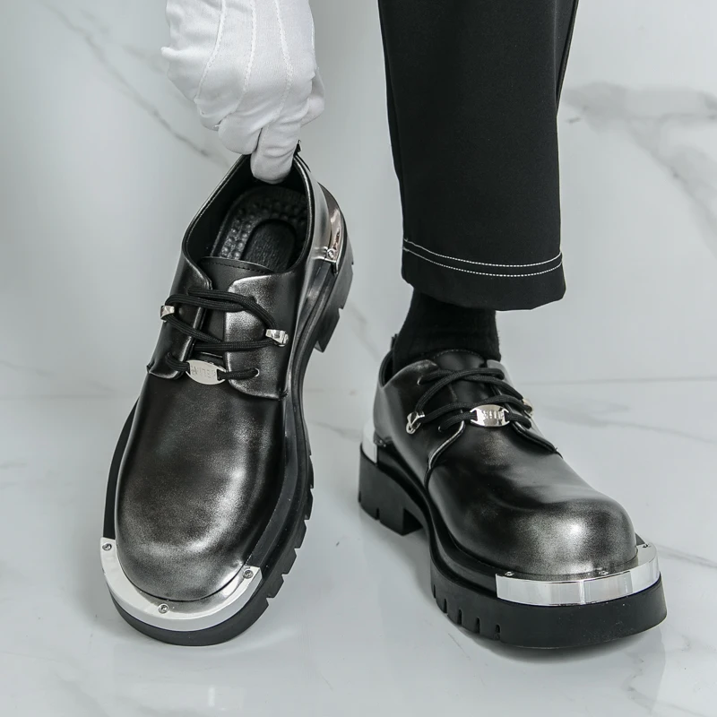 

Busin Casual Men's Leather oes Autumn Thi Bot Dad oes Faionable All-Season Large Size Loers Briti Sle