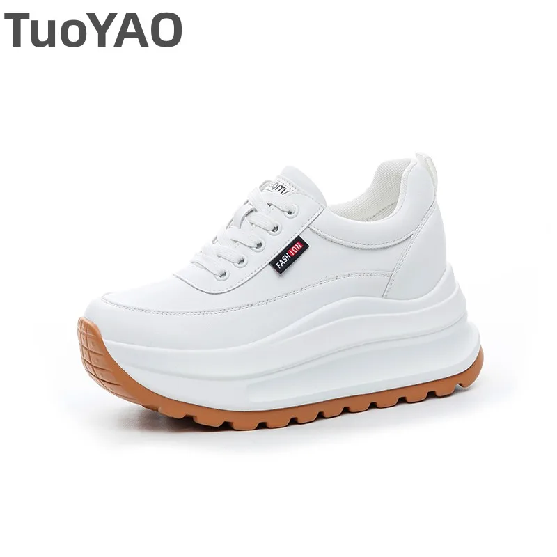 

Кроссовки на каблуке 8 см, белые женские кроссовки на платформе из натуральной кожи, женские модные кроссовки на массивной платформе, туфли на танкетке