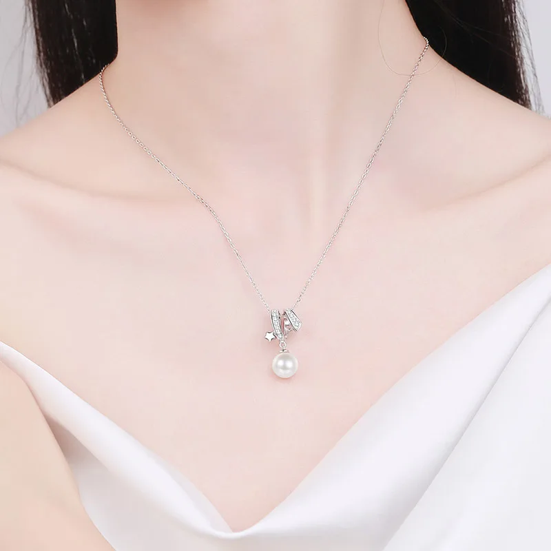 

Star S925 Pure Silver Freshwater Pearl Necklace Collarbone Chain