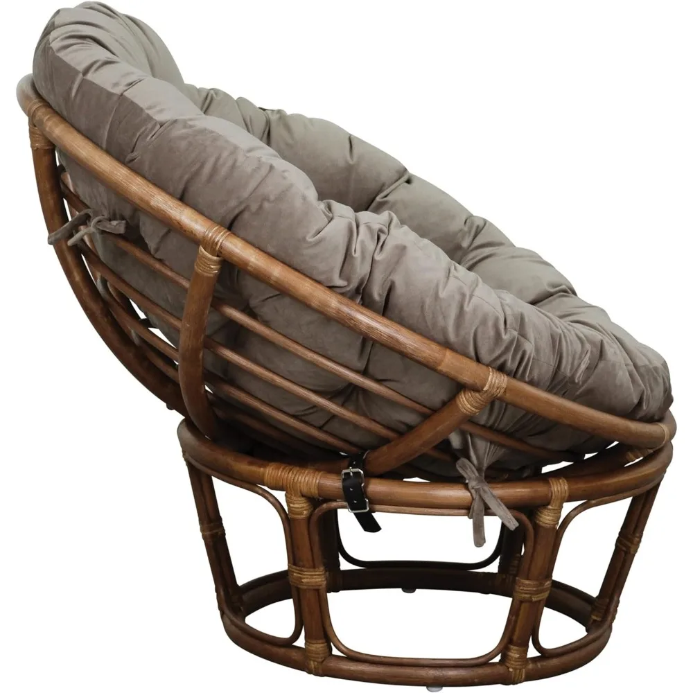 Nieuwe Osp Woninginrichting Rotan Papasan Stoel, Bruin Frame Met Groen Kussen