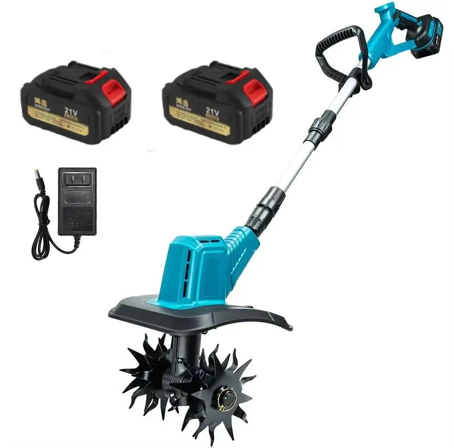 For 21V Battery Pin Brushless 1500W Electric Garden Tiller Lawn Mower Rototiller Cultivation Garden Power Tool
