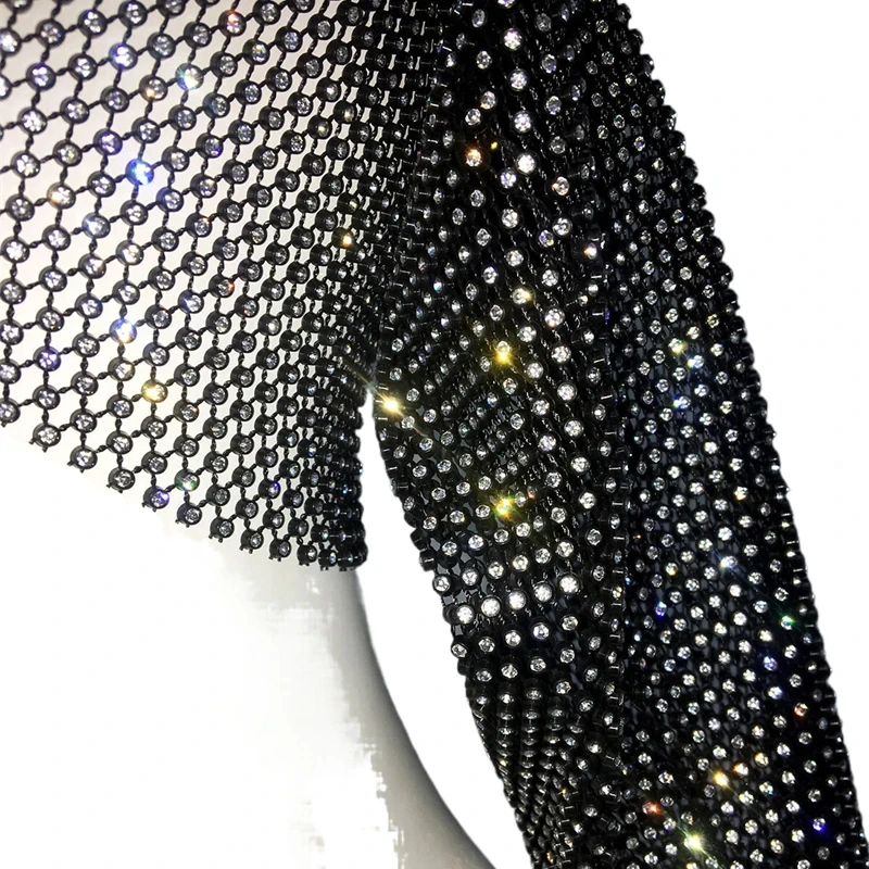 Damen Voll-Strass-Mesh-Kopftuch Funkelnder Kristall-Langschwanz-Kopfwickel Elastische Glitzernde Kopfbedeckung für Party, Club und Abendveranstaltungen – Detail 7