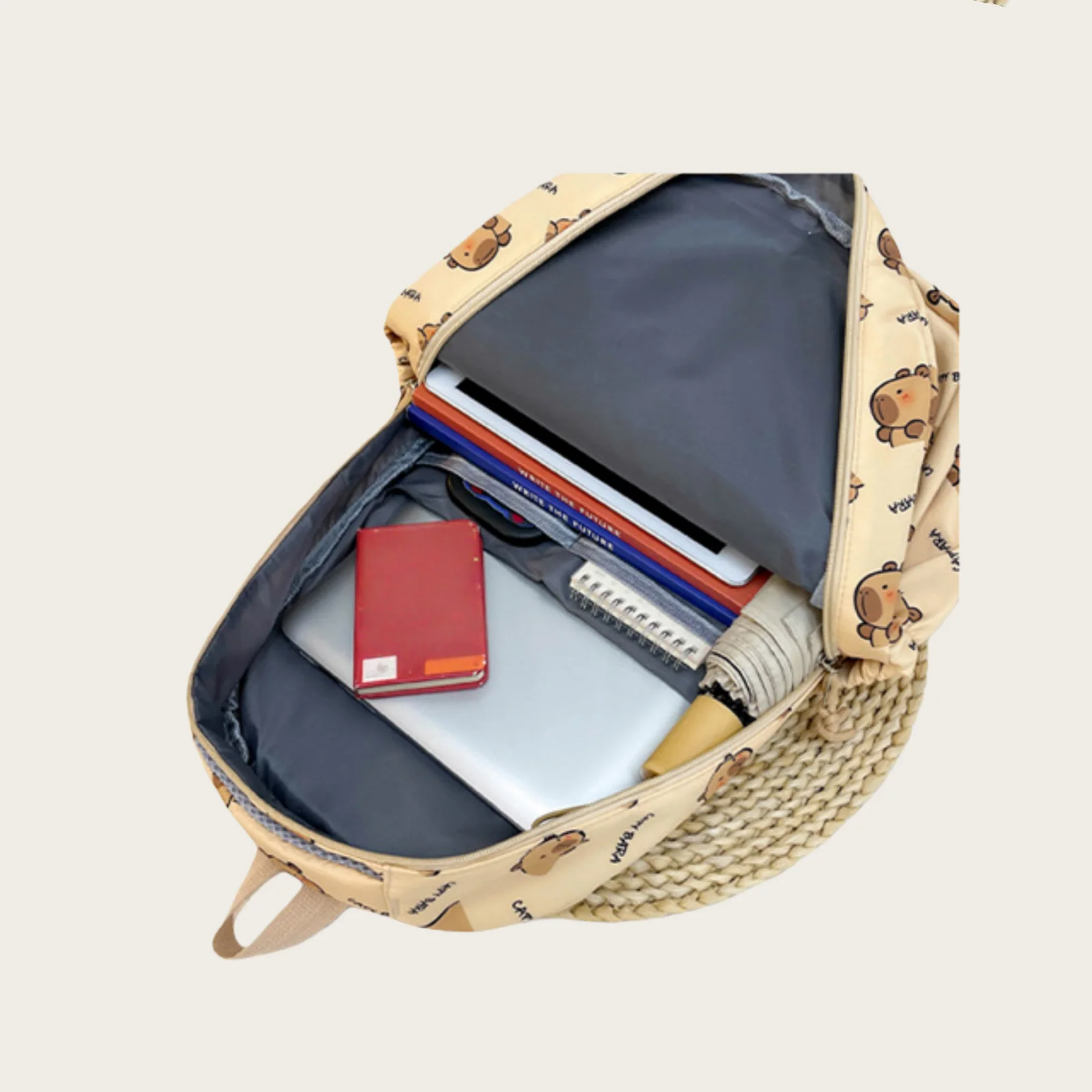 New cute cartoon Capibala backpack, large capacity versatile college style student backpack, lightweight and simple casual bag