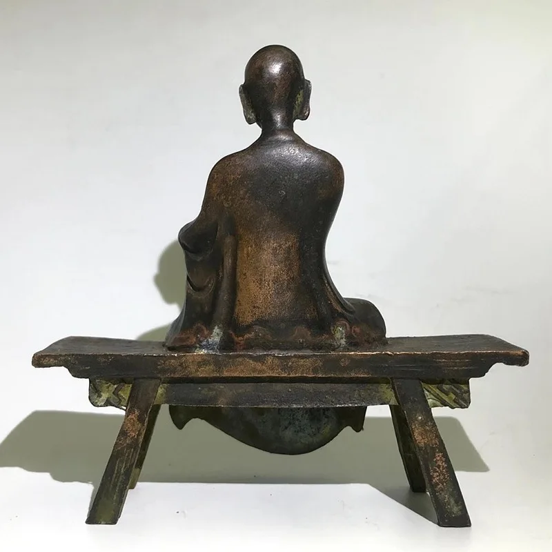 Antique Bench Buddha Ornaments Free Buddha Retro Furnishings Decorative Craft Gift Antique Collection One-Piece Bronze Statue Bu