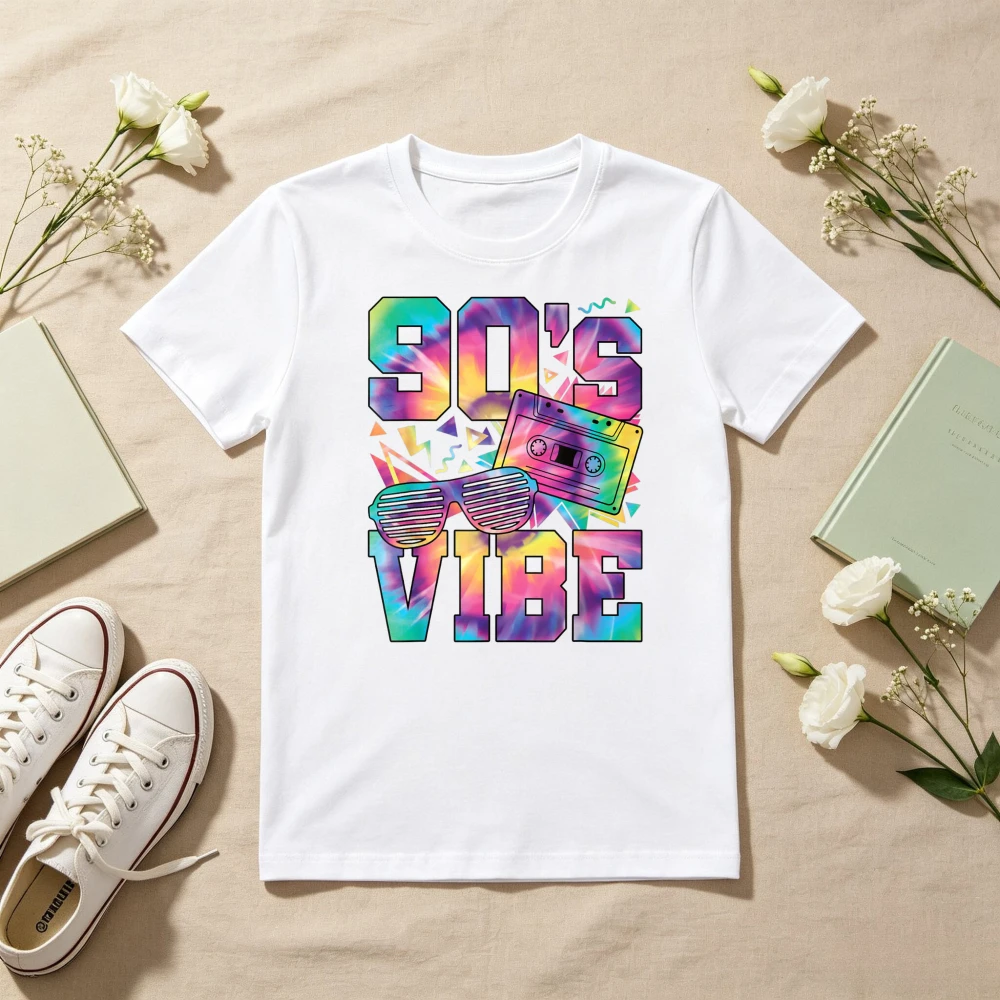 1990s 90s Style Disco Party Tape Sunglasses Graphic Printed Classics T-Shirt Fashion Loose Causal Harajuku Man Women Tees