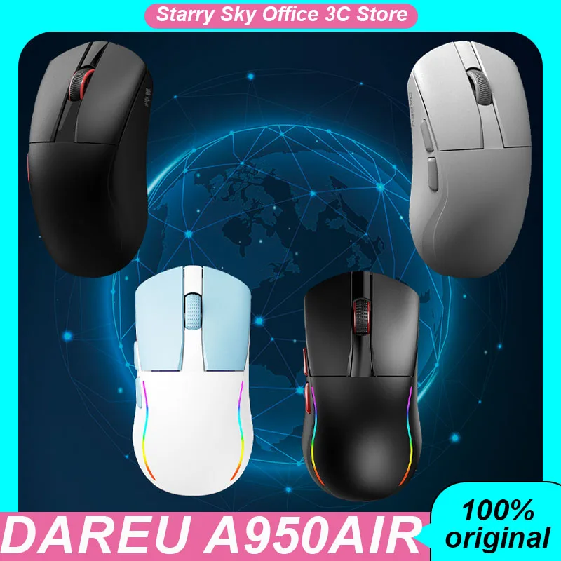 Dareu A950air Wireless Mouse Bluetooth Tri Mode Paw3395 Ergonomics  Long Endurance High-Performance Customized Gaming Mouse