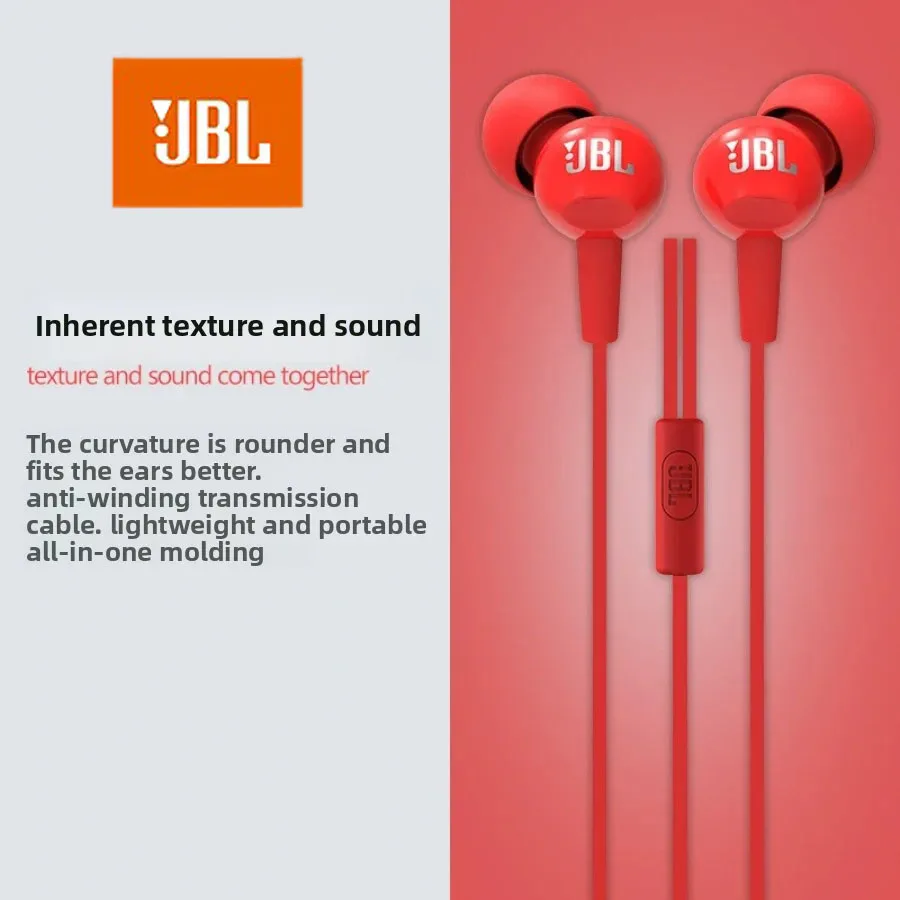 JBL C100SI оригинальные проводные наушники-вкладыши спортивные наушники с разъемом 3,5 мм встроенный дизайн кнопки микрофона