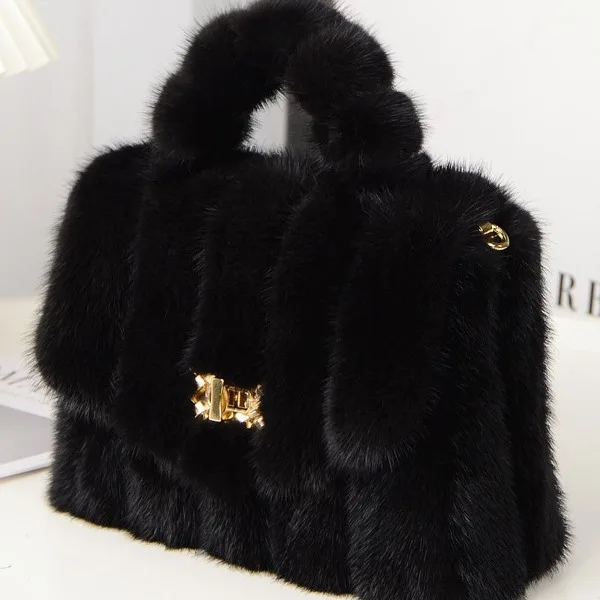 

Mink hair bag fashionable square fur hand bag single shoulder diagonal span chain versatile model luxury handbags