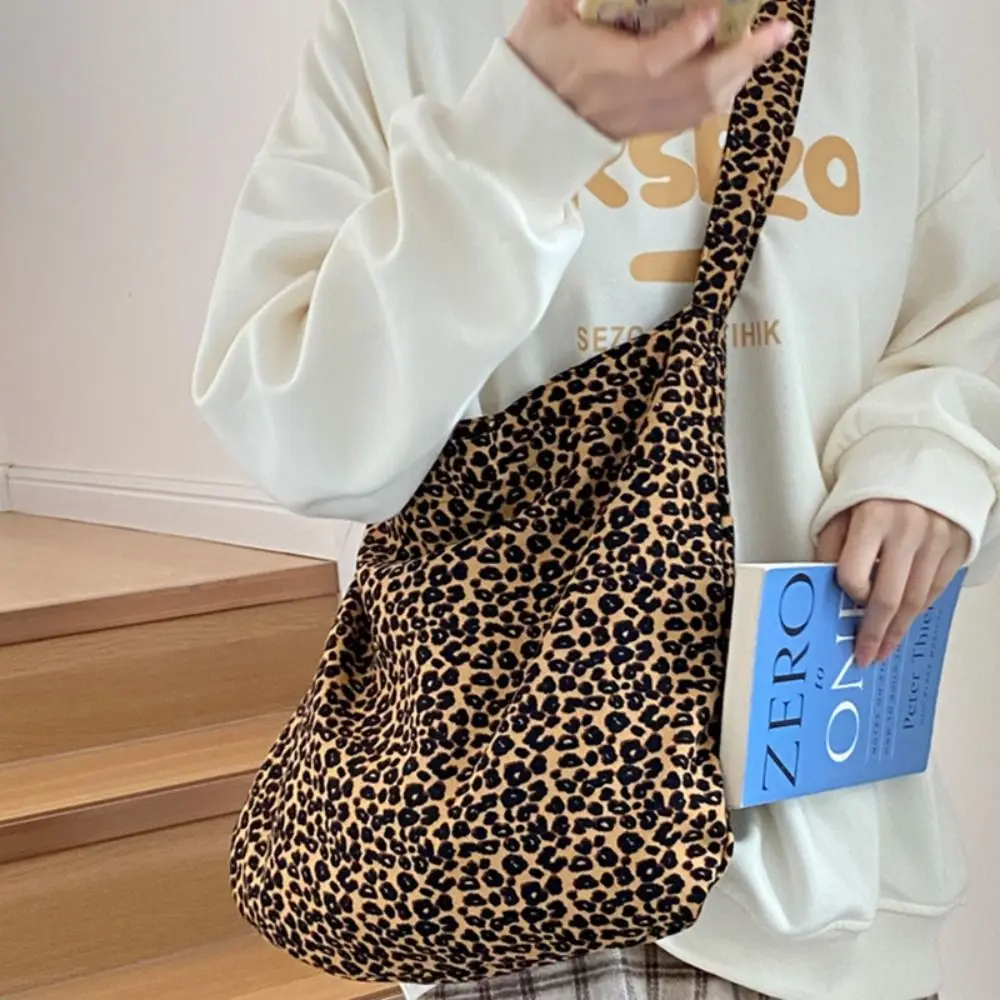 Printed Leopard Canvas Bag Crossbody Bag Leopard Print Print Cloth Bag Large Capacity Tote Bag Canvas Shoulder Bag