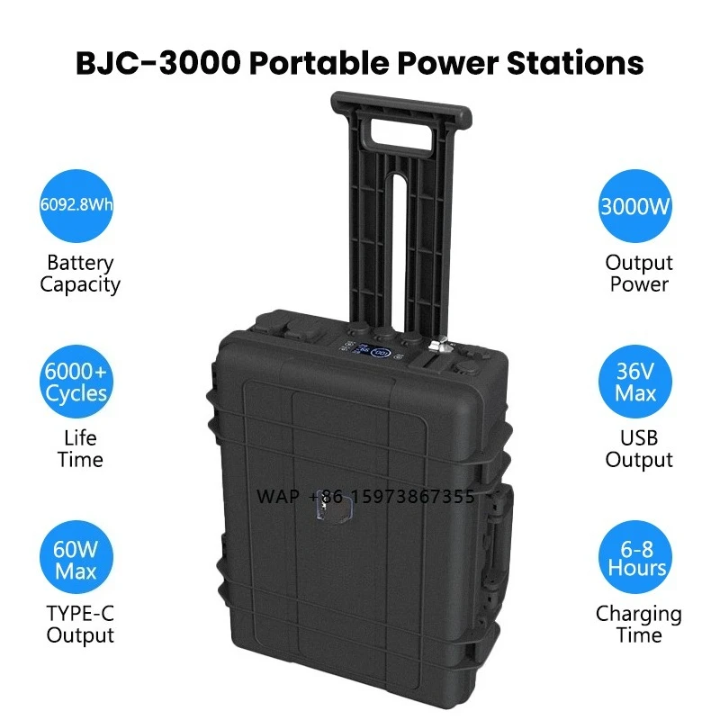 110V 220V Portable Charging Station 3000W Solar Generator, External Battery Emergency Starter LiFePO4 Charging Station