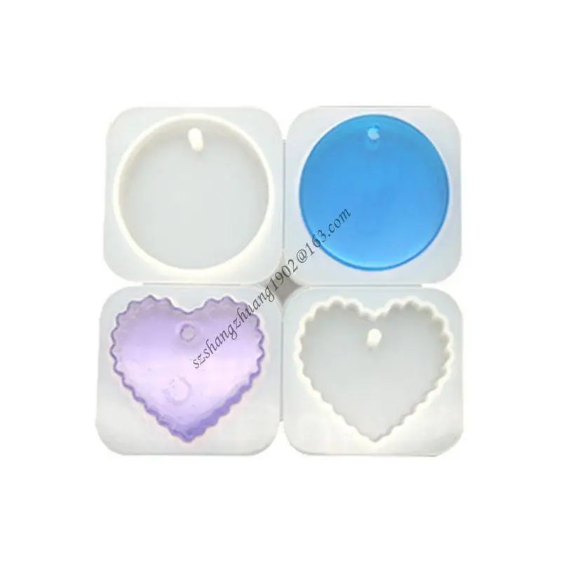 Q6RB 4 piezas resina moldes joyas resina molde colgante silicona en forma arete moho con molde resina borde