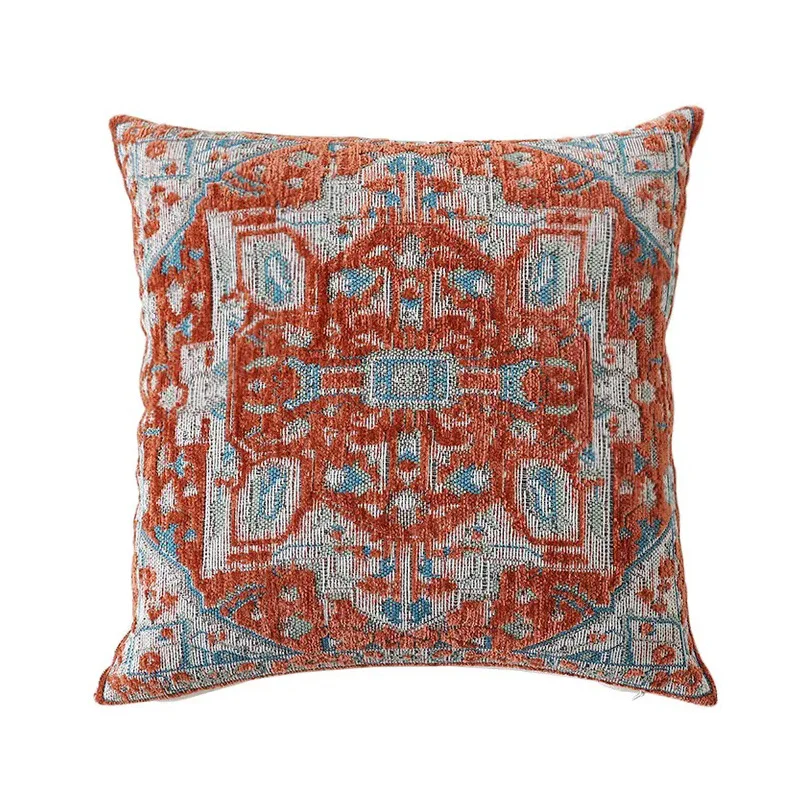Vintage Cushion Cover Soft Chenille Luxury Retro Pillow Cover 30x50cm 45x45cm 50x50cm Living Room Decoration Ivory Blue Red